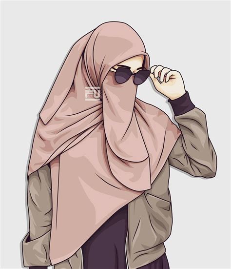 gambar perempuan hijab kartun